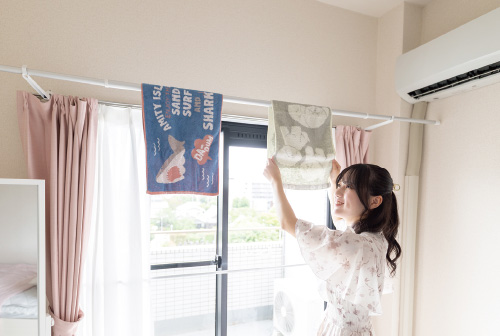 部屋干しスペースもしっかり確保。